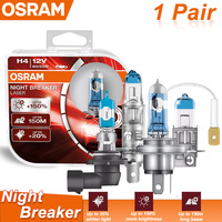 OSRAM Night Breaker Laser H1 H3 H4 H7 H11 9003 9005 9006 HB2 HB3 HB4 Halogen +150% Next Generation 12V  Bright Car Lamps, Pair