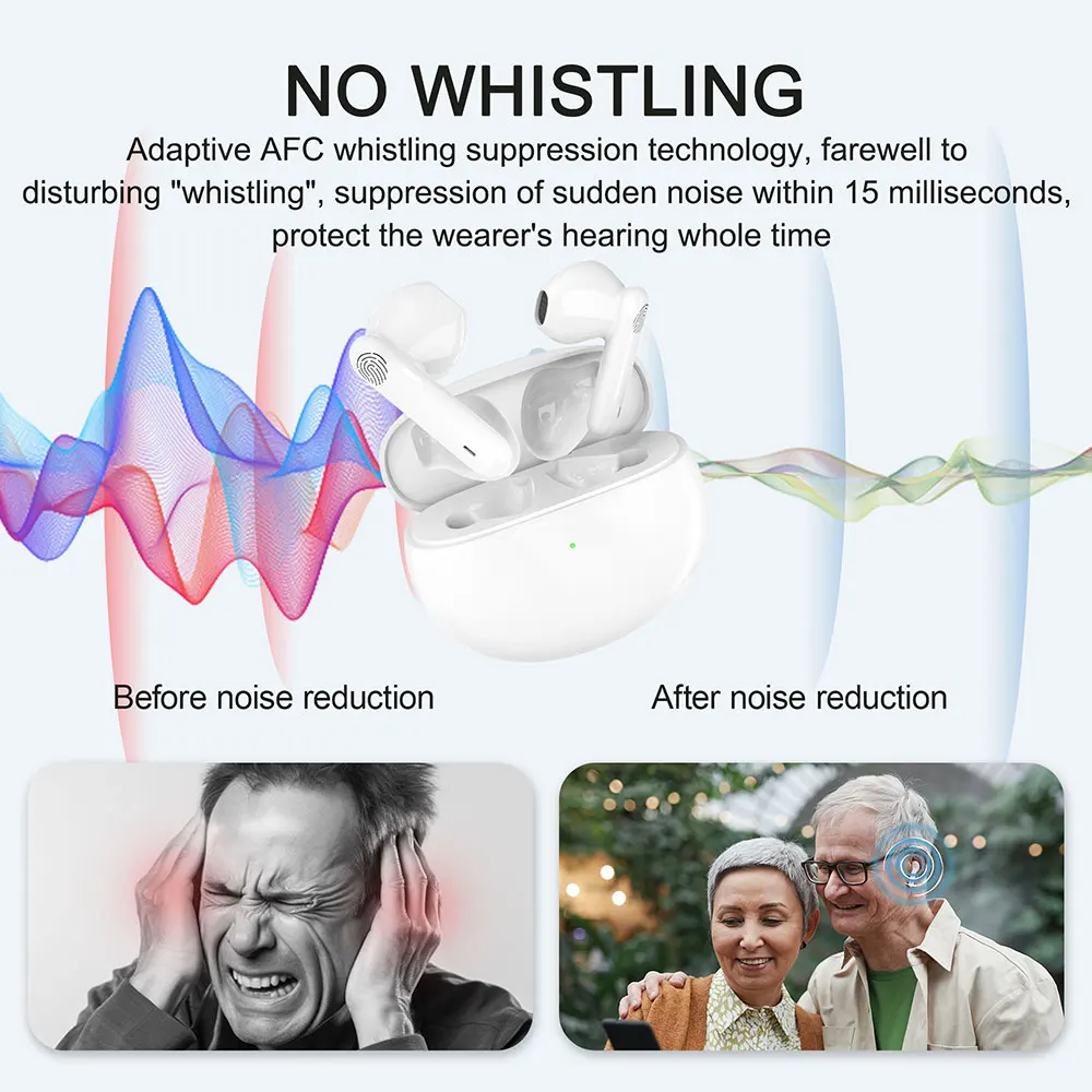 Digital Hearing Aids,Sound Amplifier,Audifonos ,16 Channels ,Stereo，Intelligent noise reduction，With Charging Box