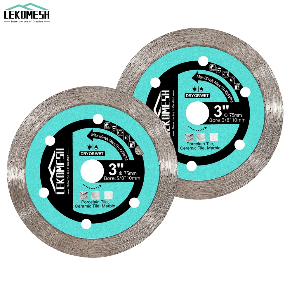 LEKOMESH Dia75mm Diamond Cutting Disc 1/2/3/5Pcs Cutting Ceramic Porcelain Tile Marble Circular Saw Blade 3inch Mini Cutter