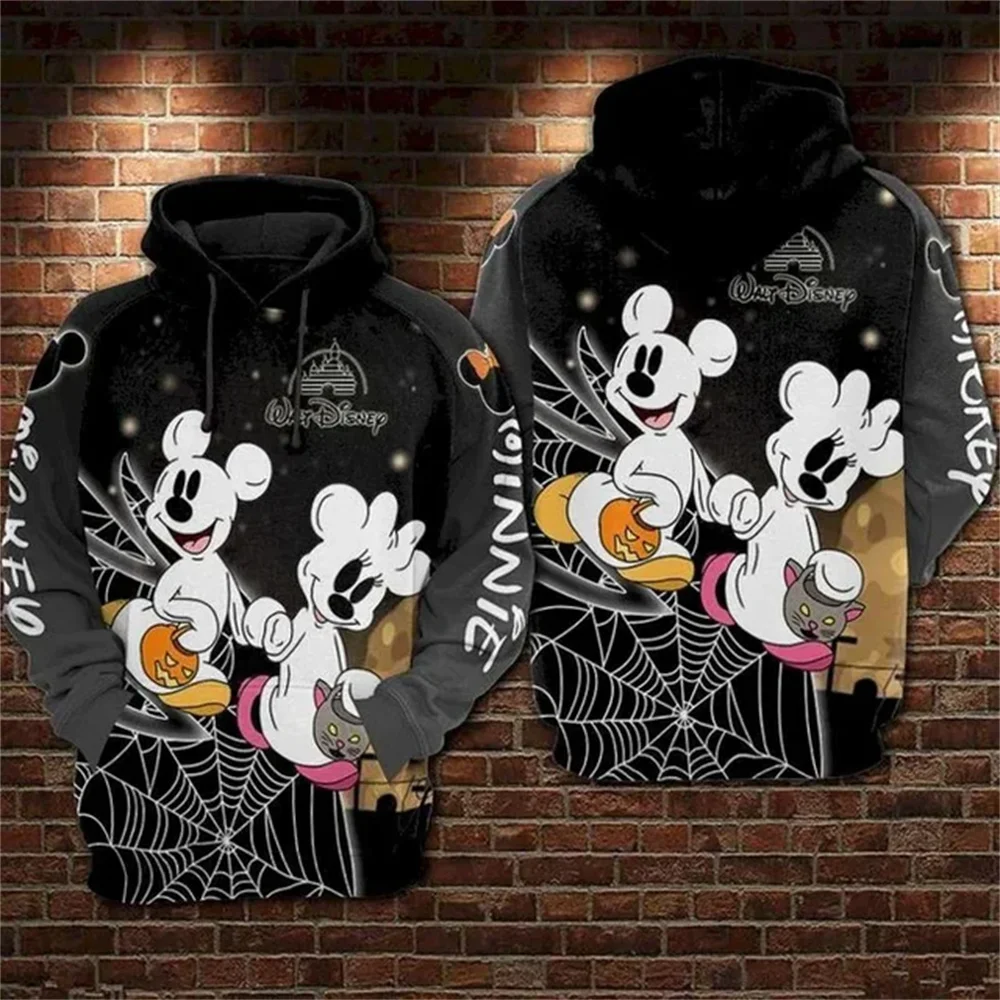 

2024 Disney Unifinz Halloween 3D Men and Women Hoodie DN Halloween Hoodie Minnie And Ghost Halloween Black Hoodie