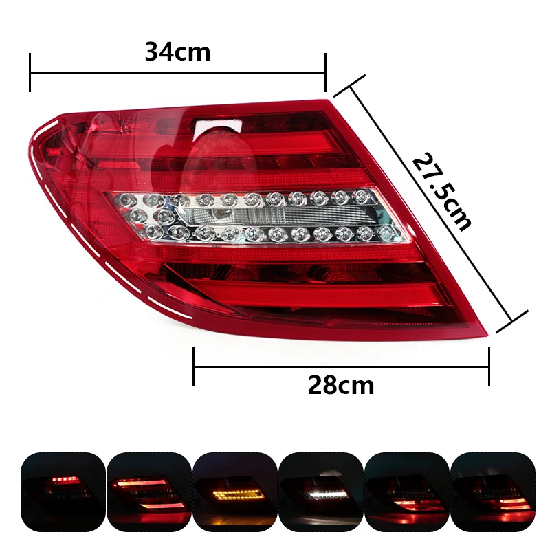 For Mercedes Benz C Class W204 2011 2012 2013 2014 Car Accessories Rear Tail Light Fog Light Tail Stop Signal Lights Assembly