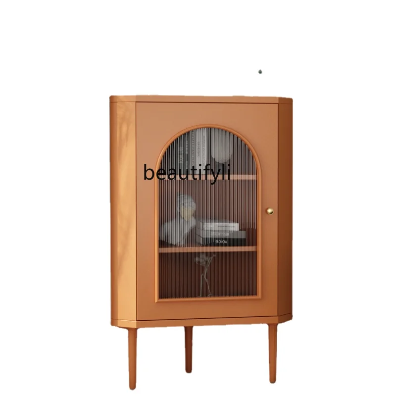 

Italian Solid Wood Corner Cabinet Light Luxury Oak Corner Shelf Nordic Living Room Corner Triangle Storage Cabinet Locker