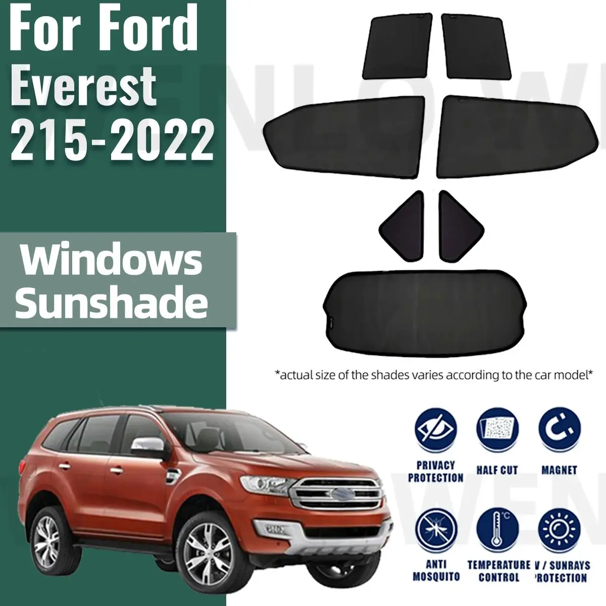 

For Ford Everest 2015-2022 Magnetic Sun Shade Car Sun Visor Front Windshield Curtains Summer Window Sunshade Auto Accesorries