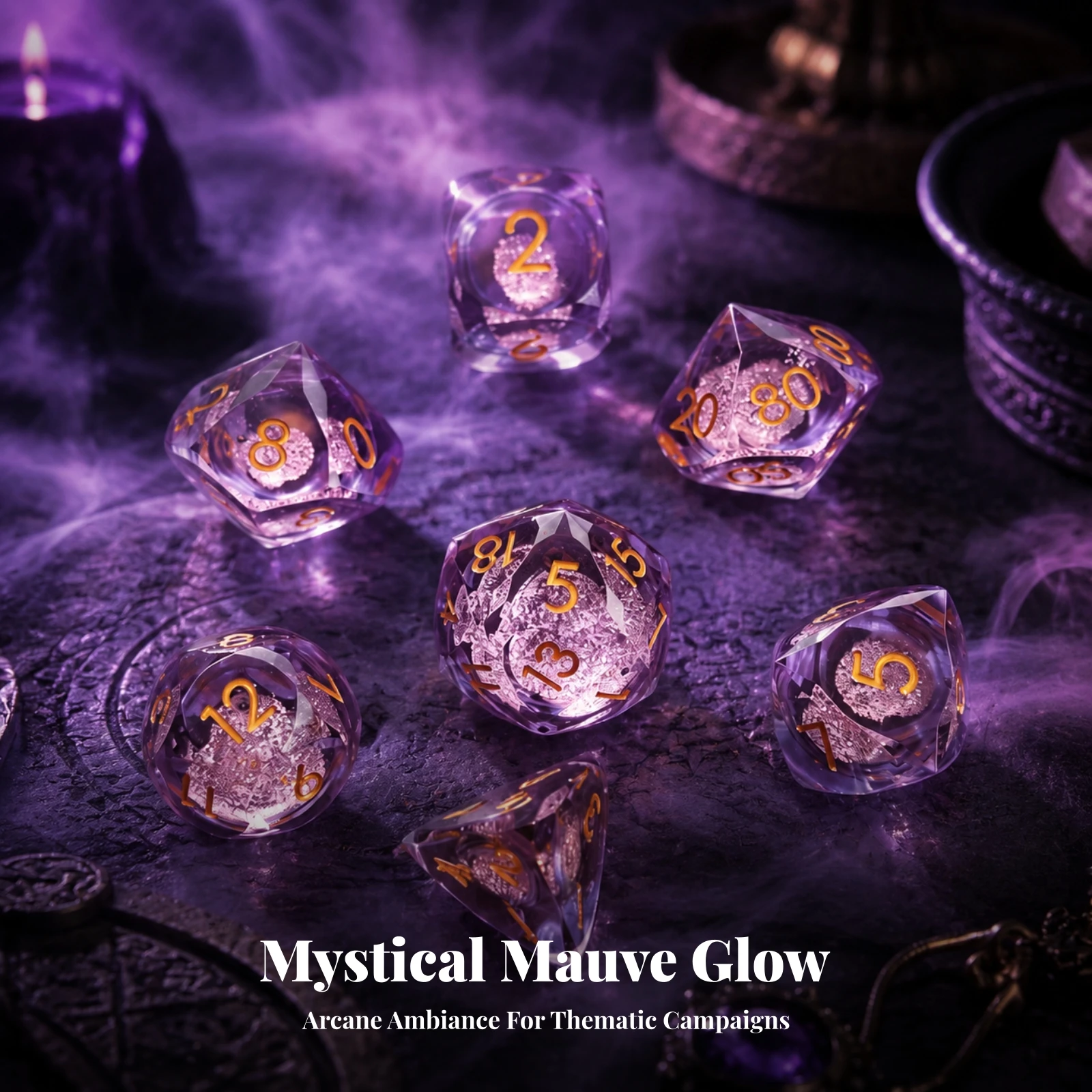 7 Pieces Liquid-Core Polyhedral Dice Set Sturdy 7-Piece Multifaceted Dice Set with Liquid Cores Fantasy Giftable