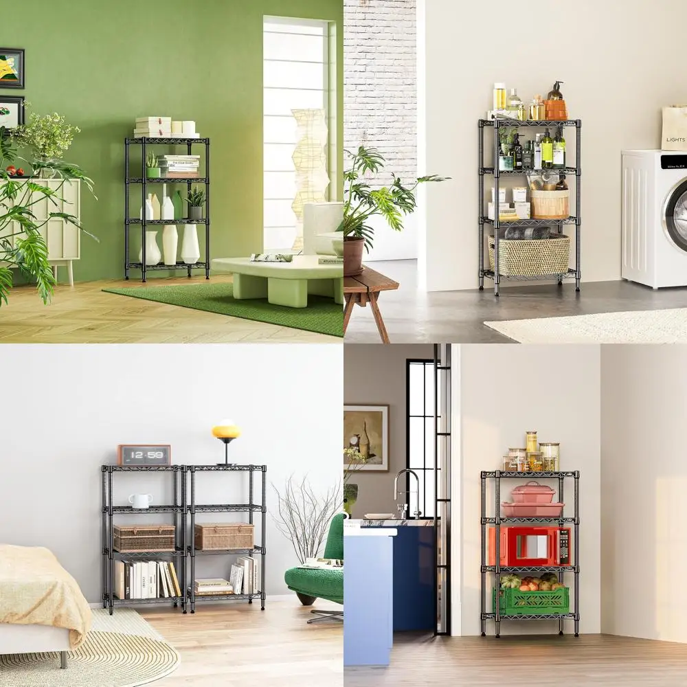 

Прочные 4-уровневые черные металлические стеллажи из проволоки, вместимость 1000 фунтов, для кухни, кладовой, гостиной, офиса — 11,8 д x 21,7 В x 39,5 часа