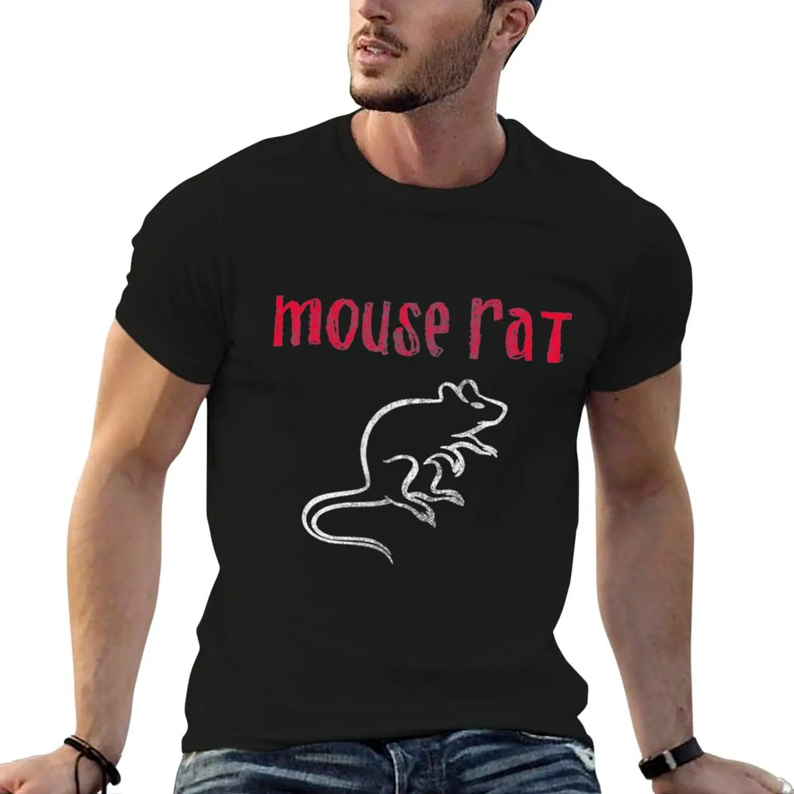 Parks & Recreation Mouse Rat Logo Distressed T-Shirt Plus Size Comfort Fit Tee