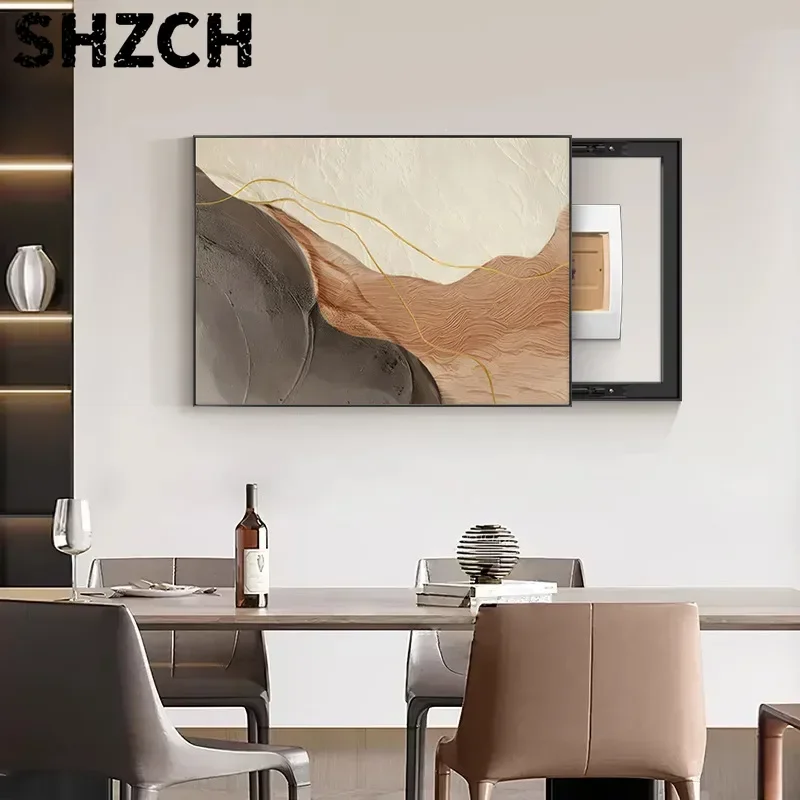 Abstract Minimalist Electric Meter Box Cover Wall Art - Modern Living Room & Dining Room Decor, Easy Install, Durable Aluminum F