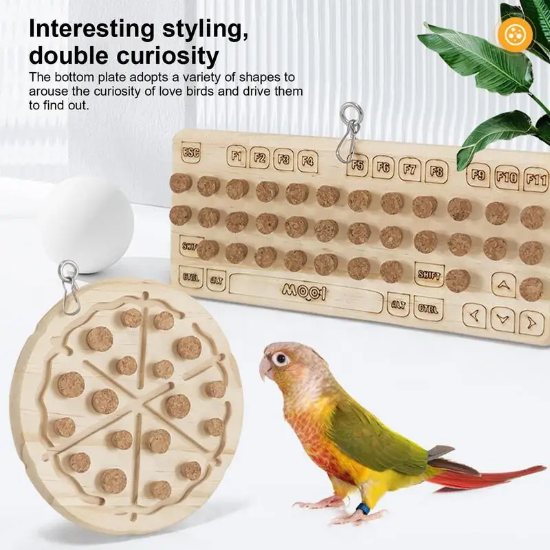 Bird Cork Wood Toys Wooden Biting Training Bird Toy Bird Parakeet Toys Parrot Cage Accessories Hang Cork Toys For Parrots