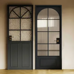 Sixinalu-puerta con bisagras de vidrio de acero, marco de Metal de hierro, puertas interiores de aluminio personalizadas, moderno y elegante estilo francés, negro