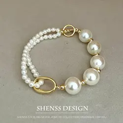 Bracciale da donna con perle di conchiglia placcate in rame, bracciale personalizzato in oro 14K, qualità