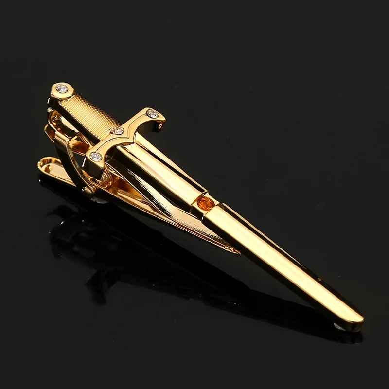 Men\'s tie clip 2024 new copper material sword shape tie accessories