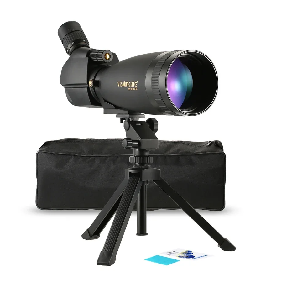 30-90x100 Spotting Scope Waterproof Bak4 Adjustable Zoom Spotting Scope For Birdwatching FMC Telescope With Tripod