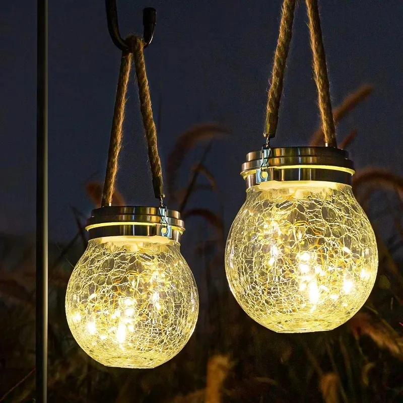 

2Pack Outdoor Solar Lantern,30LED Garden Decor Light Waterproof Solar Light Patio Hanging Lights for Fence Porch Christmas Decor