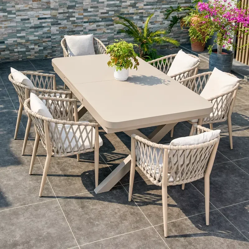 Factory Wholesale Modern Style Party Dining Table Garden Aluminum Outdoor Table Extendable