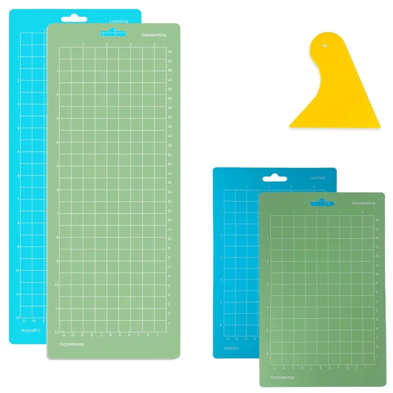 

ABFI Cutting Mats 4 Pack Cutting Mats 4.5X12 & 4.5X6.5, Cutting Mats For Vinyl (Standard Grip, Light Grip)