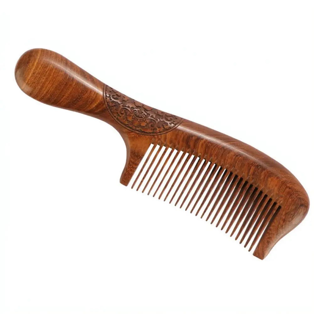 Luxury Wooden Comb Natural Sandalwood Hair Brush Exquisite Carved Massage Tool Travel Hair Care Gift Set Box