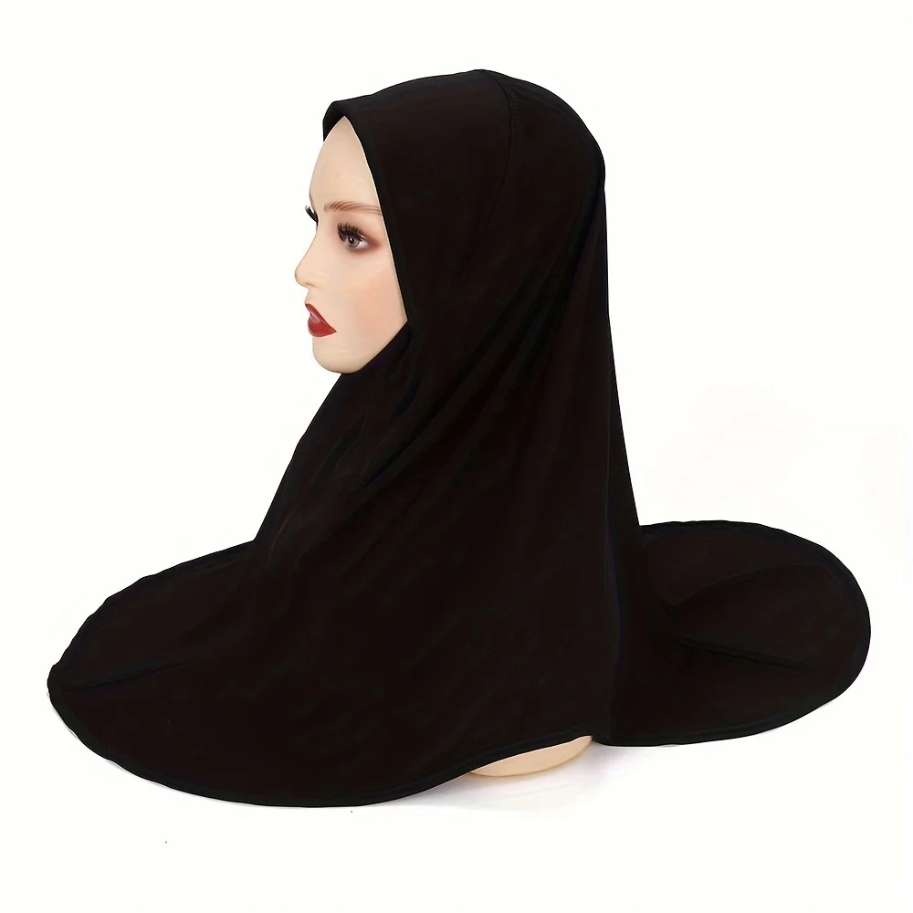 2024 New Women\'s Solid Color Amira Hijab Muslim Convertible Instant Hijabs Thin Breathable Pullover Wrap Turban Caps