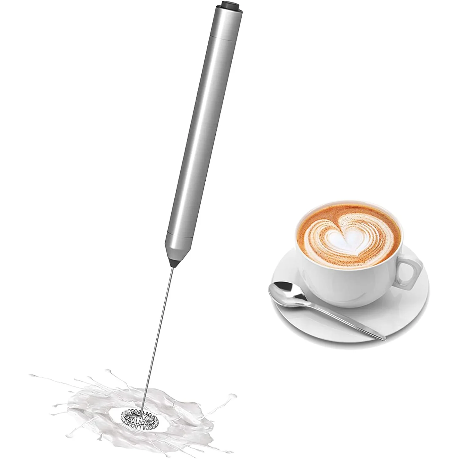 رغوة الحليب، خلاط قهوة مشروبات يعمل بالبطارية مع خفاقة من الفولاذ المقاوم للصدأ، صانع رغوة القهوة، رغوة لاتيه، كابتشينو،