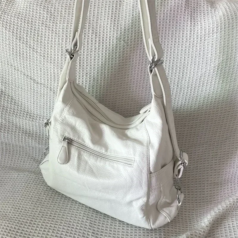 Xiuya Y2k bolso de hombro de gran capacidad bolso cruzado de cuero Pu blanco estilo americano Punk gótico moda bolso de diseño Simple