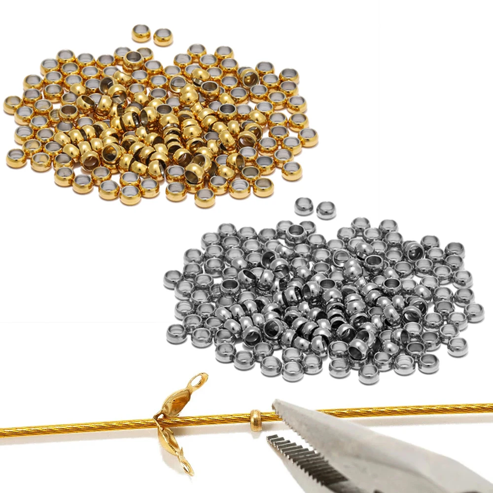 100 sztuk kulka ze stali nierdzewnej zaciskane końcówki koraliki Dia1.5/2/2.5/3/3.5/4mm korek dystansowy koraliki do samodzielnego tworzenia biżuterii ustalenia dostaw