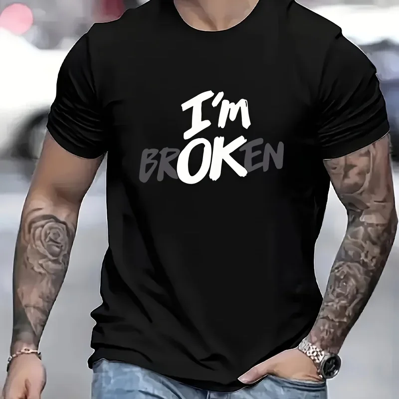 Summer Men's Women Kids Pure Cotton Casual Fashion I'm Broken Letter Printed Loose Round Neck Short Sleeved T-shirt Top