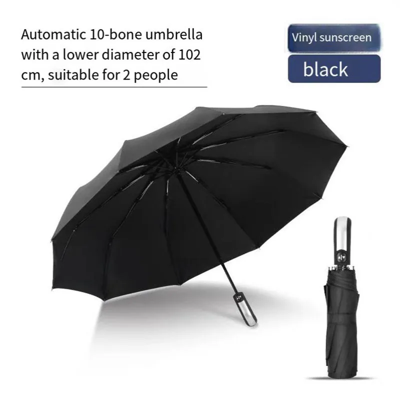 NEW Automatic Folding Vinyl Umbrella, Ten-Bone Umbrella Is Strong, Windproof and Rainproof, Large Umbrella for Business Use