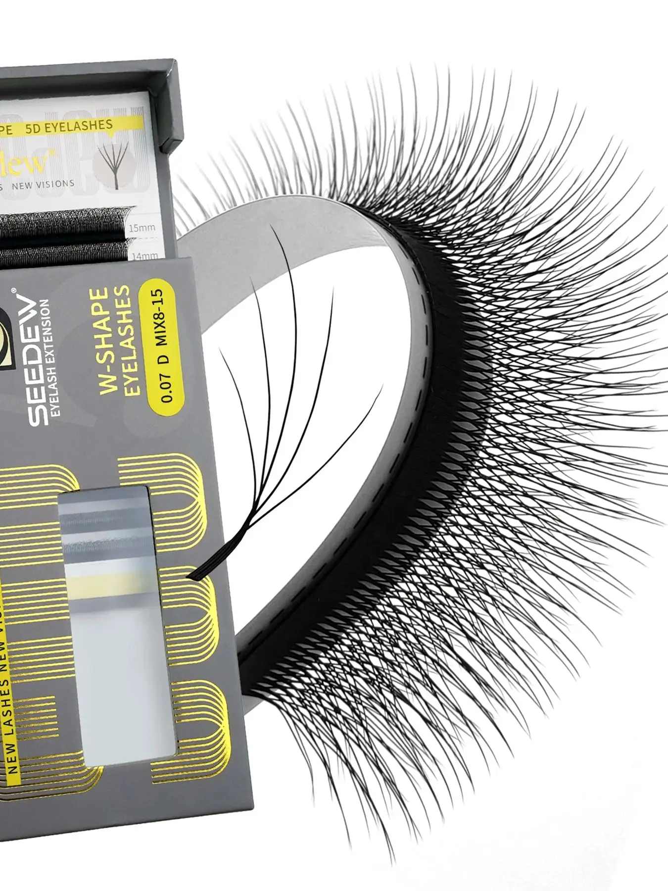 SEEDEW Wispy W-förmige 5D-Wimpernverlängerung, vorgefertigte Volumenfächer, falsche Wimpern, natürliche weiche Wimpern