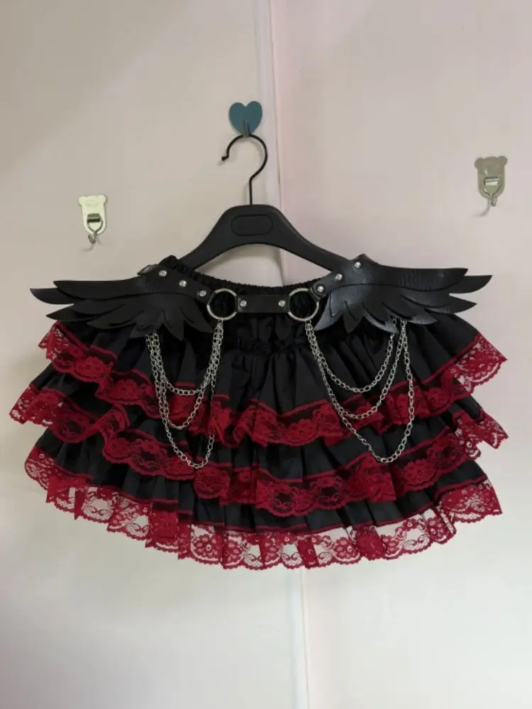 

Japanese Y2k Harajuku Mini Skirt Women Sweet Fashion Punk Ruffles Mini Skirt Subculture Gothic Spicy Girl Fashion Cake Skirt New