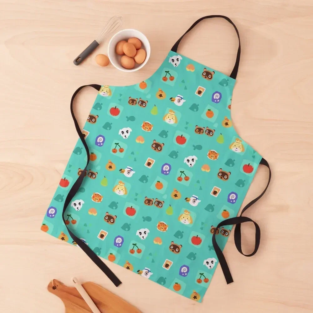 

Animal Crossing Pattern Tosca Apron Kitchen Kawaii Accessories Women's Dresses Apron