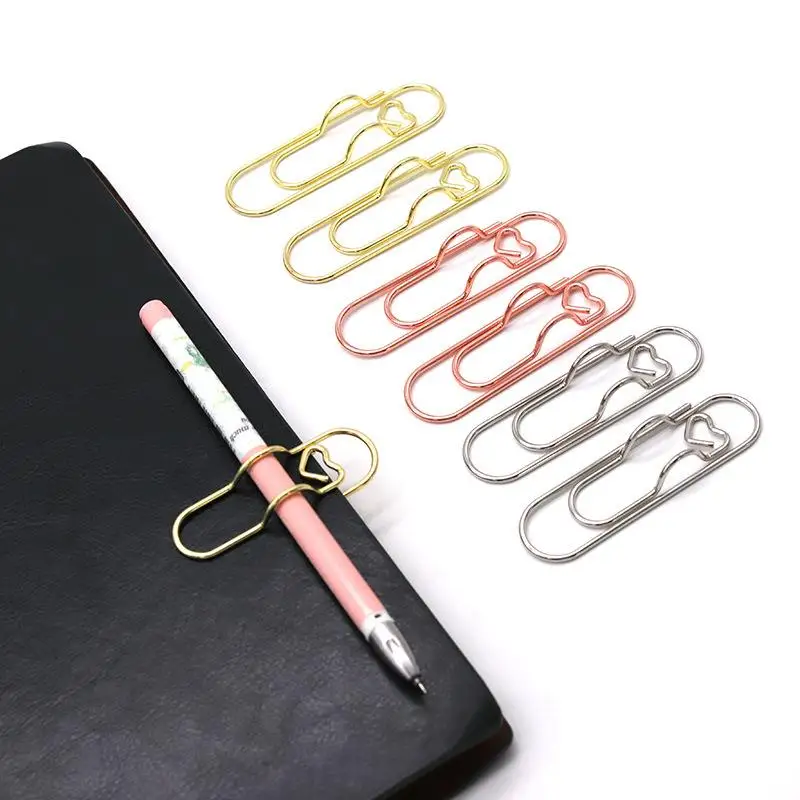 5pcs Pen Clip Stationery Multifunctional Pen Hanging Love Paper Clip Button Accessories for Home Office School Work