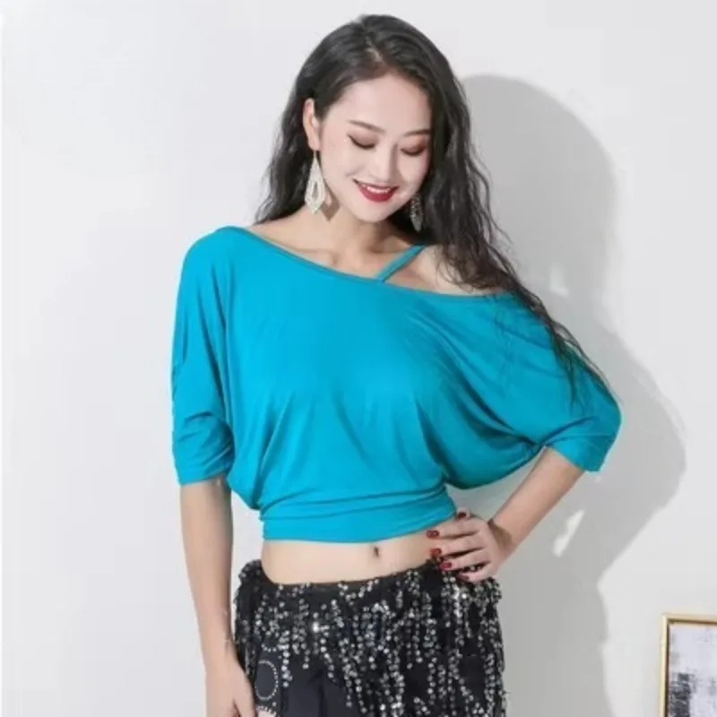 Customized New Belly Dance Costume Practice Top Irregular Off Shoulder Sexy Loose Top Belly Dancewear 벨리댄스공연복