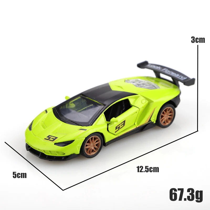 سيارة سباق SVJ من سبيكة 1.36 مع أكياس، سيارة لعبة سحب للخلف، لعبة أطفال رائعة، لعبة سحب للخلف من سبيكة السباق