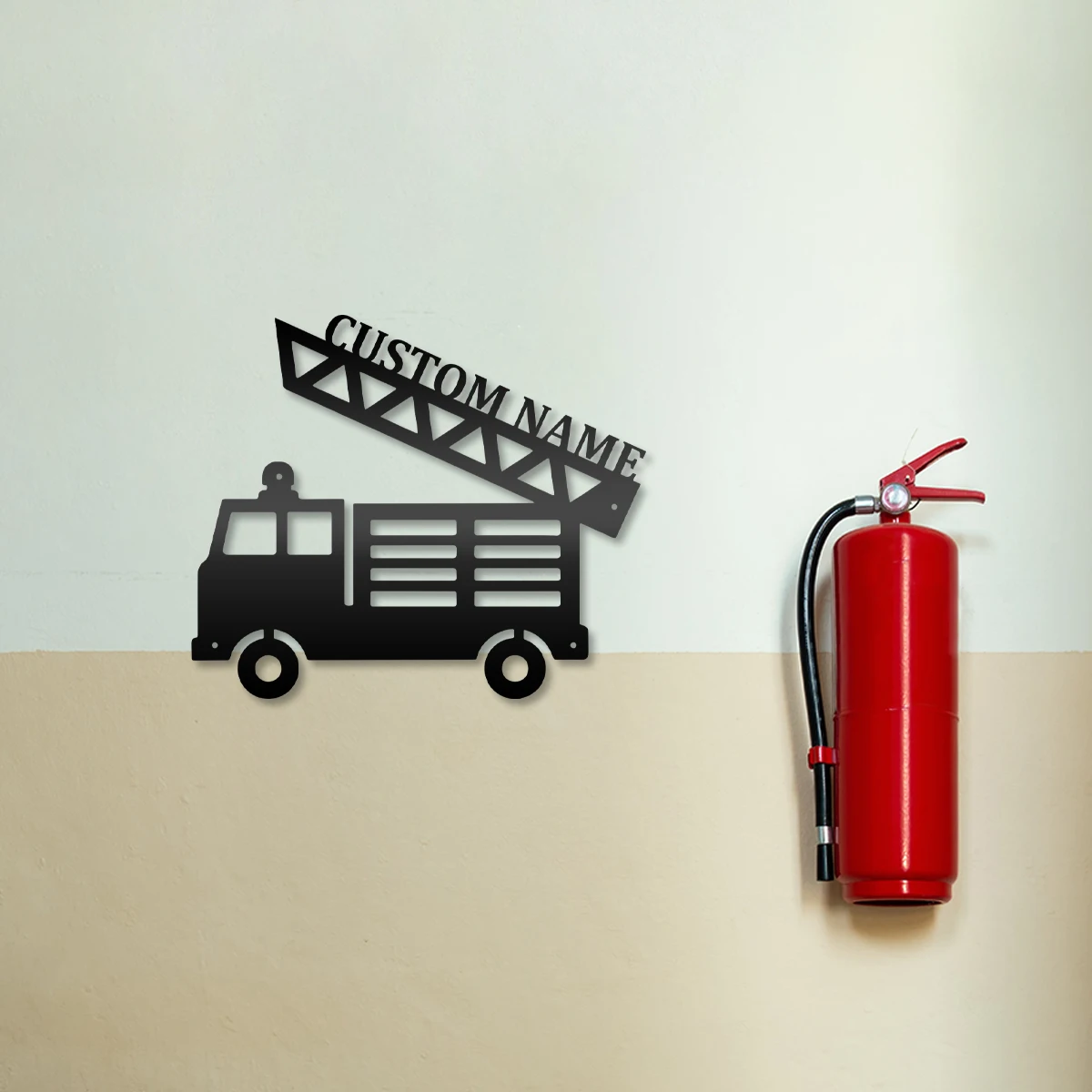 

1pc nice fire engine Personalized Name Metal Wall Signs Tin Wall Plaque For Home Decor Living Room Bedroom