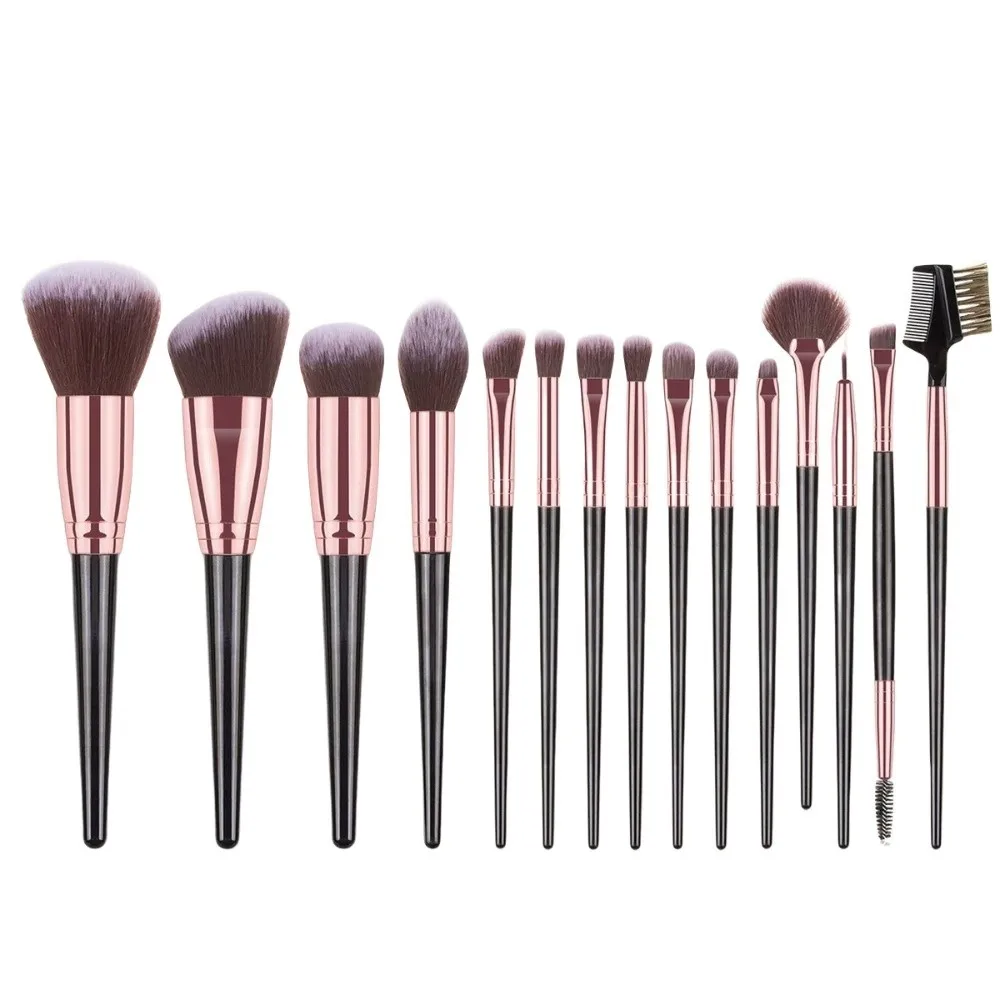 15 pz/set Strumento di Trucco Pennelli Kit Viso Bronzer Contorno Ombretto Set di Pennelli Cosmetici Bellezza Pennello per Sopracciglia Lady