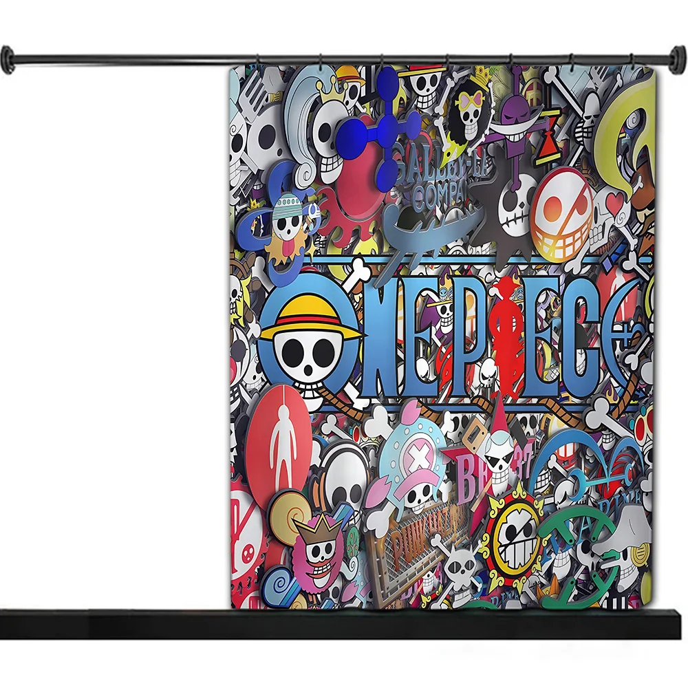 Hot P-PieceS Japan Anime One Shower Curtain Waterproof Polyester Fabric Paint Bath Curtain Home Bathroom Decor Curtain With Hook