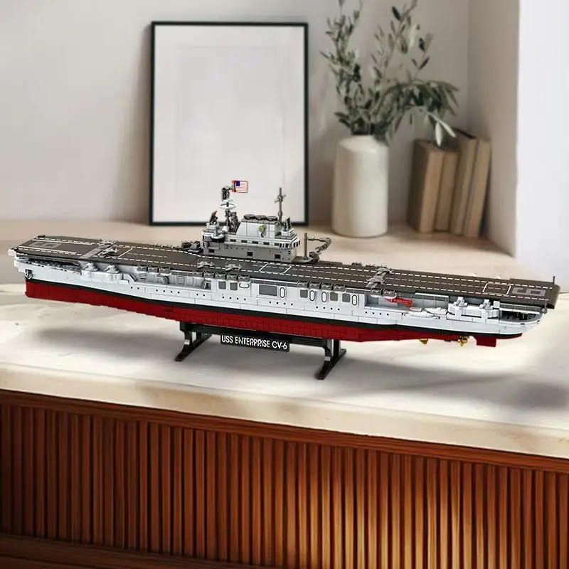 

FC4206 Enterprise CV-6 Series Aircraft Carrier Military Ship Model DIY Assembly Building Blocks Toy 1833pcs
