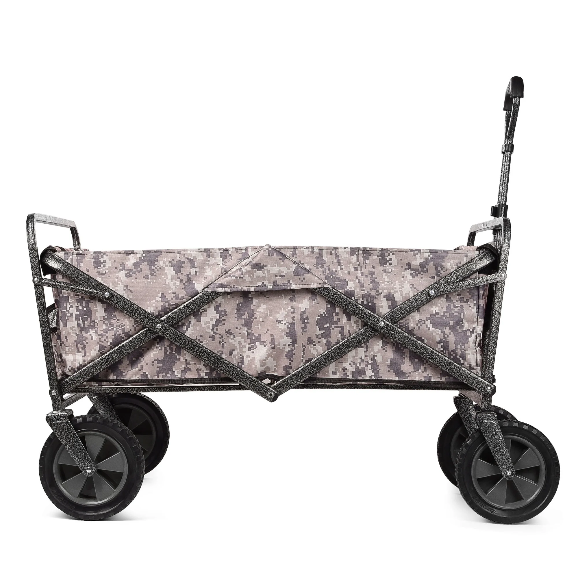 Collapsible Folding Wagon With 8 Inches Wheels Telescoping Handle For Outdoor Garden And Beach Use