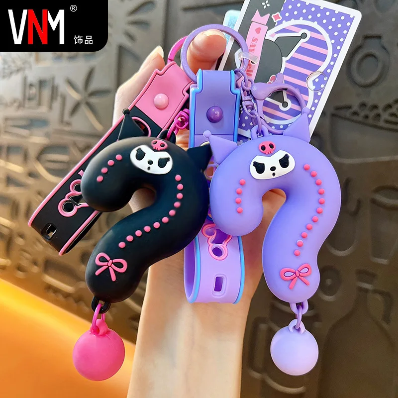 

Cute Sanrio Kuromi Pendant Keychain Holder Key Chain Car Keyring Mobile Phone Bag Hanging Jewelry
