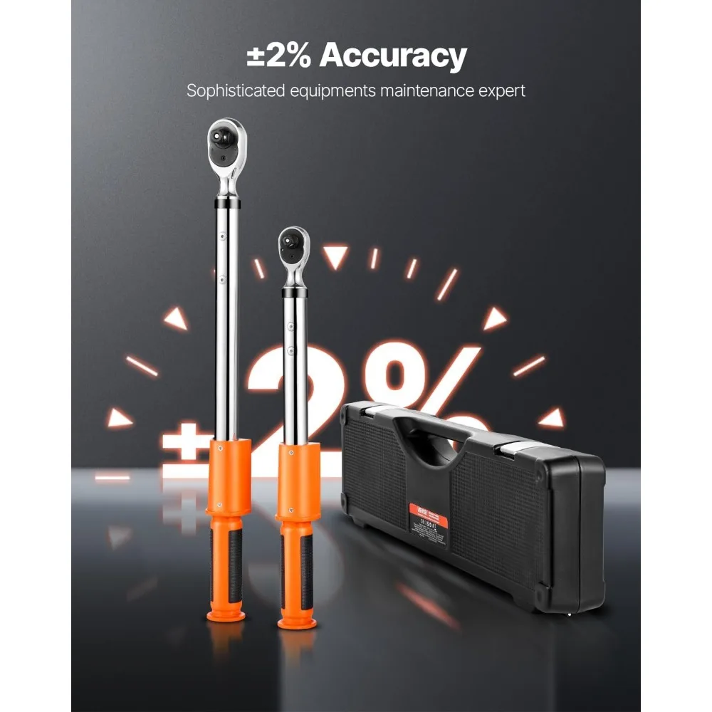 Digital Torque Wrench Set 3/8 & 1/2 Inch Drive, 0-220Nm Range, ±2% Accuracy with LED Display and Vibration Alert