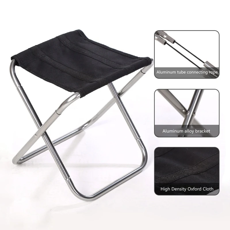 150KG Thickened Outdoor Camping Small Chair Portable Folding Aluminum Alloy Stool Bench  Ultralight Hiking Picnic Seat Tools