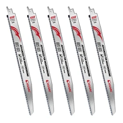 EZARC 5pcs Reciprocating Saw Blade, 12 Inch Japanese Teeth Saw Blade, 8 TPI Wood Pruning Saw Blade, Tri-Edged Fleam Ground Teeth