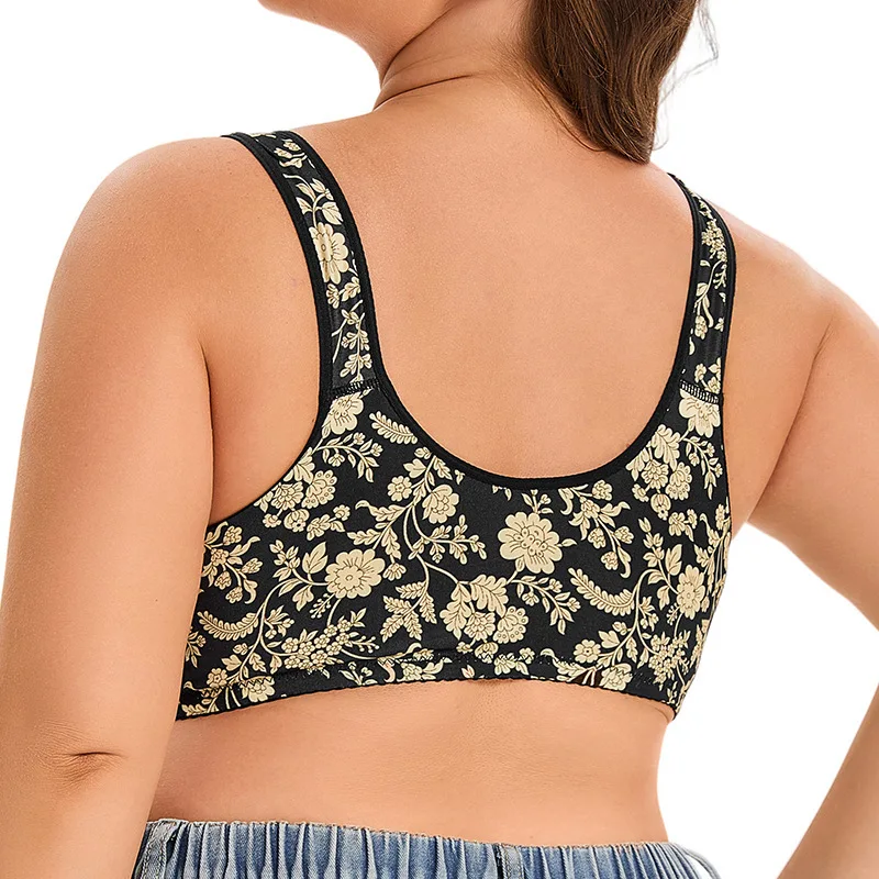 Floral Plus Size Bralette 36-52 Band G Cup Frontverschluss Wireless BH Weste Stil Nahtlos Bequem Vollständige Abdeckung Sexy Print