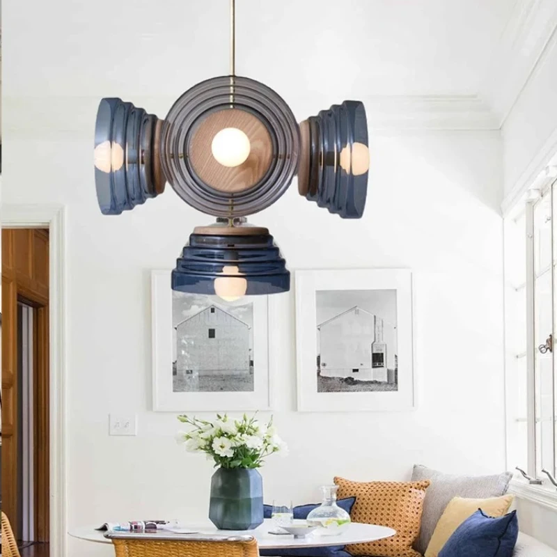 

Синяя стеклянная потолочная люстра MZISOSOD для светодиодного освещения вилл, художественный светильник для домашнего декора, подвесная лампа для спальни и гостиной