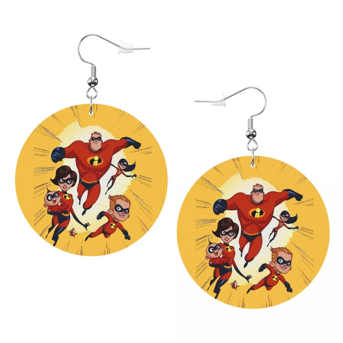 

Custom The Incredibles Leather Teardrop Earrings for Women Leather Earrings Fashion Lightweight for Parties Holidays