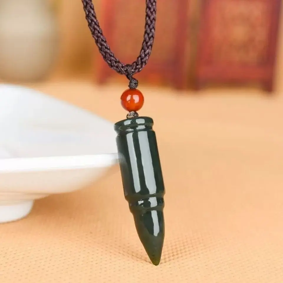 شينجيانغ Hetian اليشم الياقوت رصاصة قلادة اليشم قلادة #4