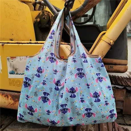 foldable Disney Stitch yoga bag,shopping bag, portable tote bag, washable fabric grocery eco bag， for daily shopping and trips