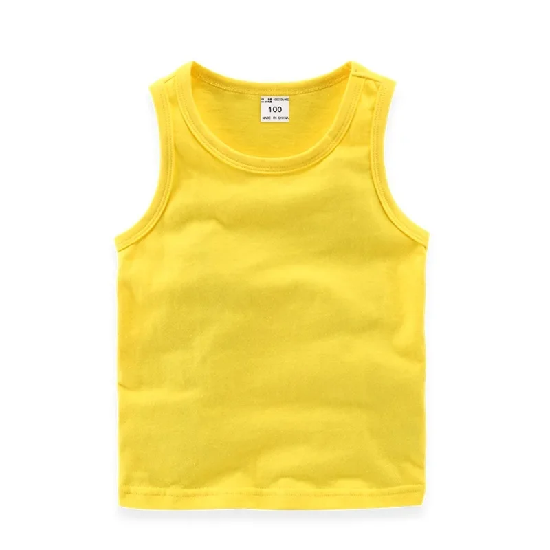 2024 Summer New Children Girls Candy Color Sleeveless O-Neck Cotton T-shirt Camisole Tops Toddler Vest Kids Clothes