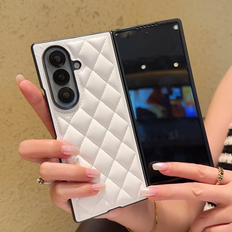 

Чехол для Samsung Galaxy Z Fold 7, роскошный защитный чехол из искусственной кожи с ромбиком, чехол для Samsung Z Fold 7, чехол для телефона