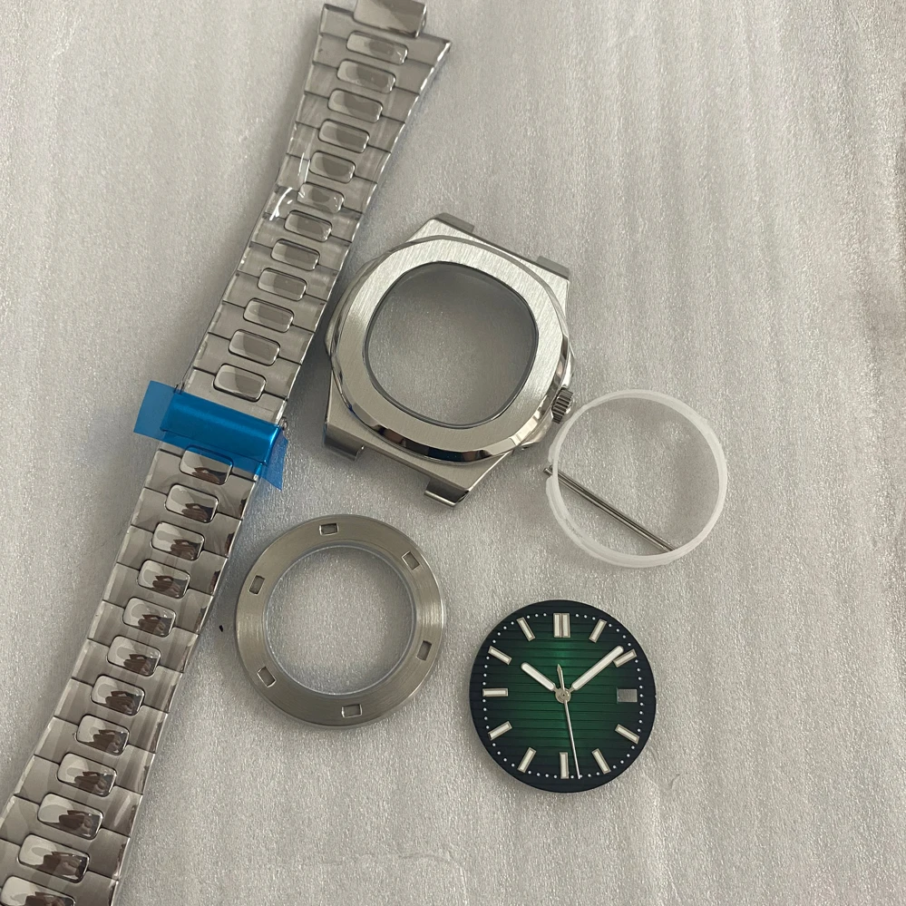 Accesorios de reloj de acero inoxidable para hombre, caja de reloj de 41mm, cristal de zafiro, resistente al agua, conjunto de carcasa mecánica para