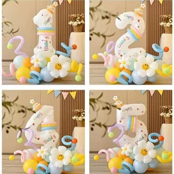 42pcs Daisy Flower Balloon Set 32inch 1-9 White Digital Balloon Tower For Kids Happy Birthday Party Decoration DIY Crafts Supply